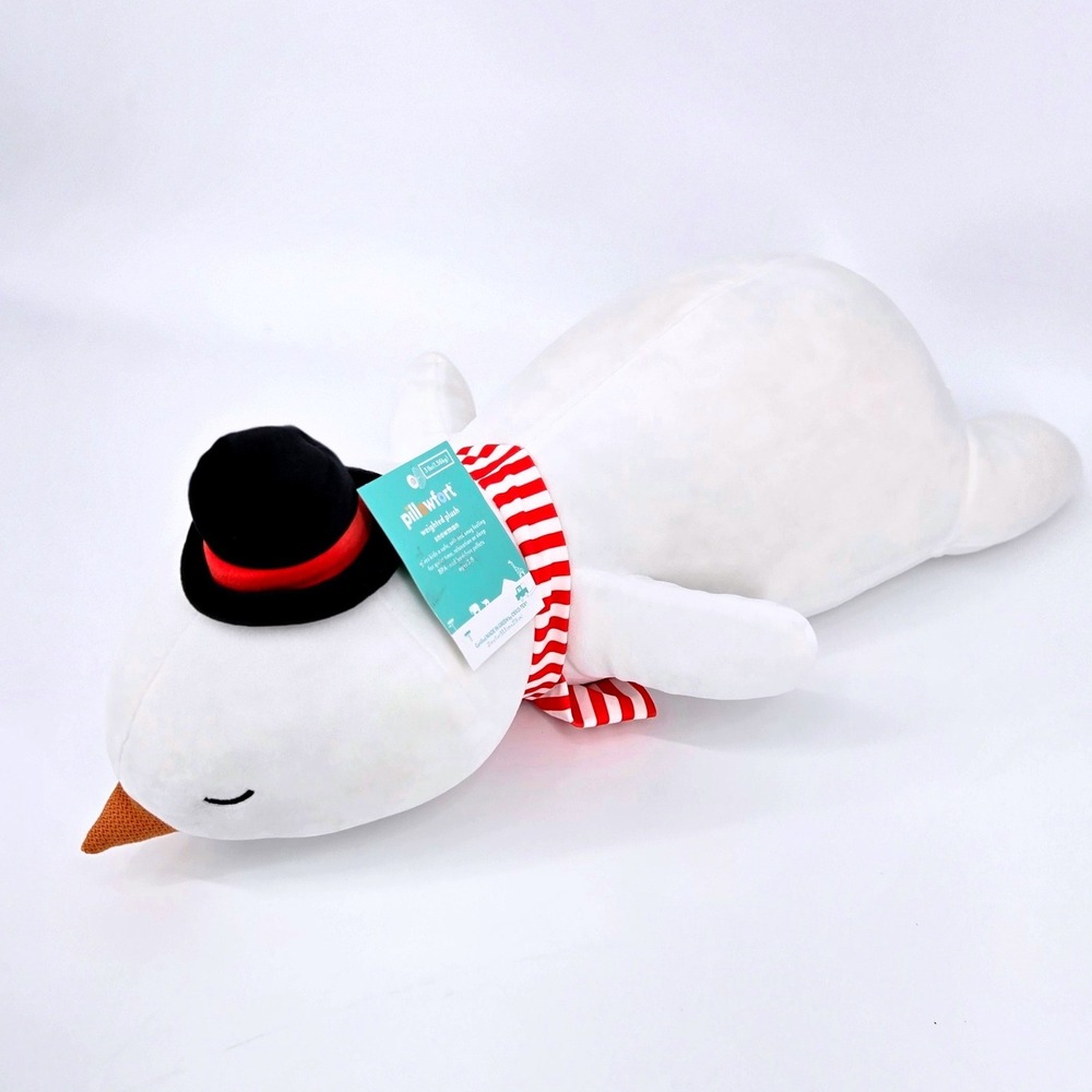 Pillowfort Holiday Snowman Weighted Plush Kids Pillow White Sensory 3lbs NWT